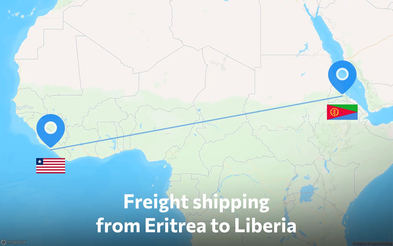 Shipping route from Eritrea to Liberia
