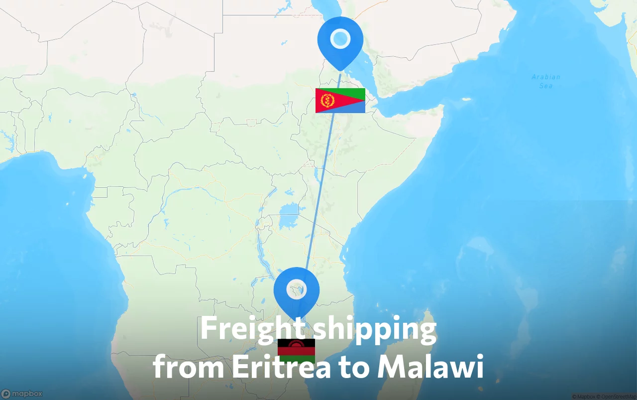 Shipping route from Eritrea to Malawi