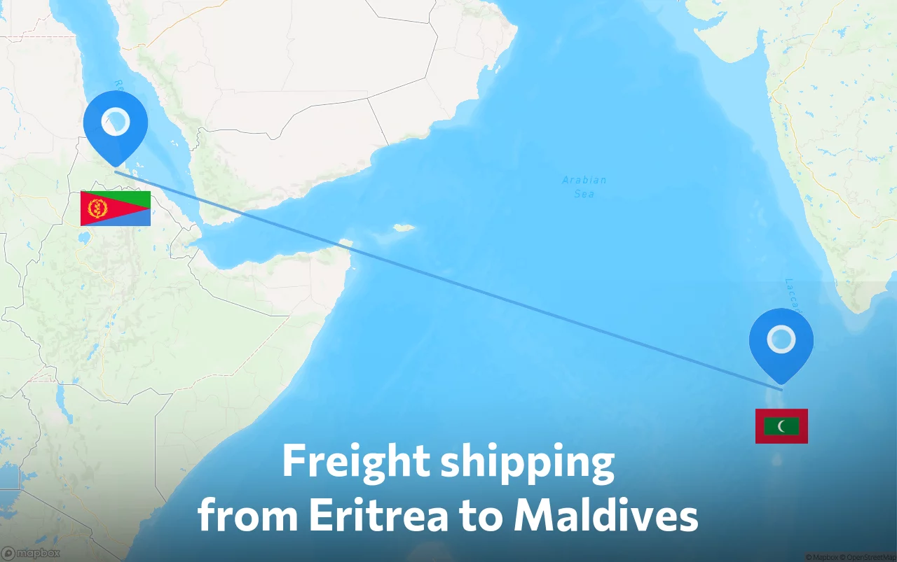 Shipping route from Eritrea to Maldives