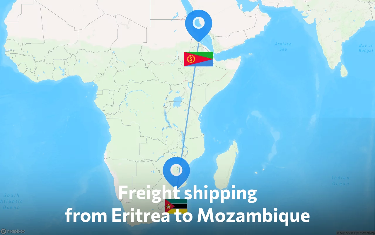 Shipping route from Eritrea to Mozambique
