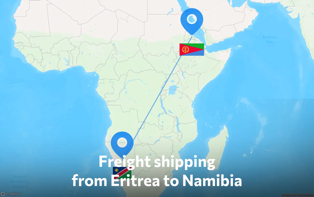 Shipping route from Eritrea to Namibia