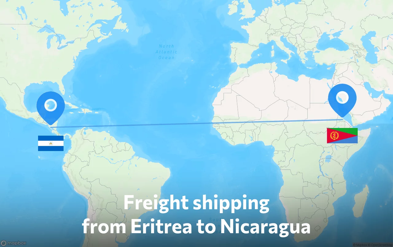 Shipping route from Eritrea to Nicaragua