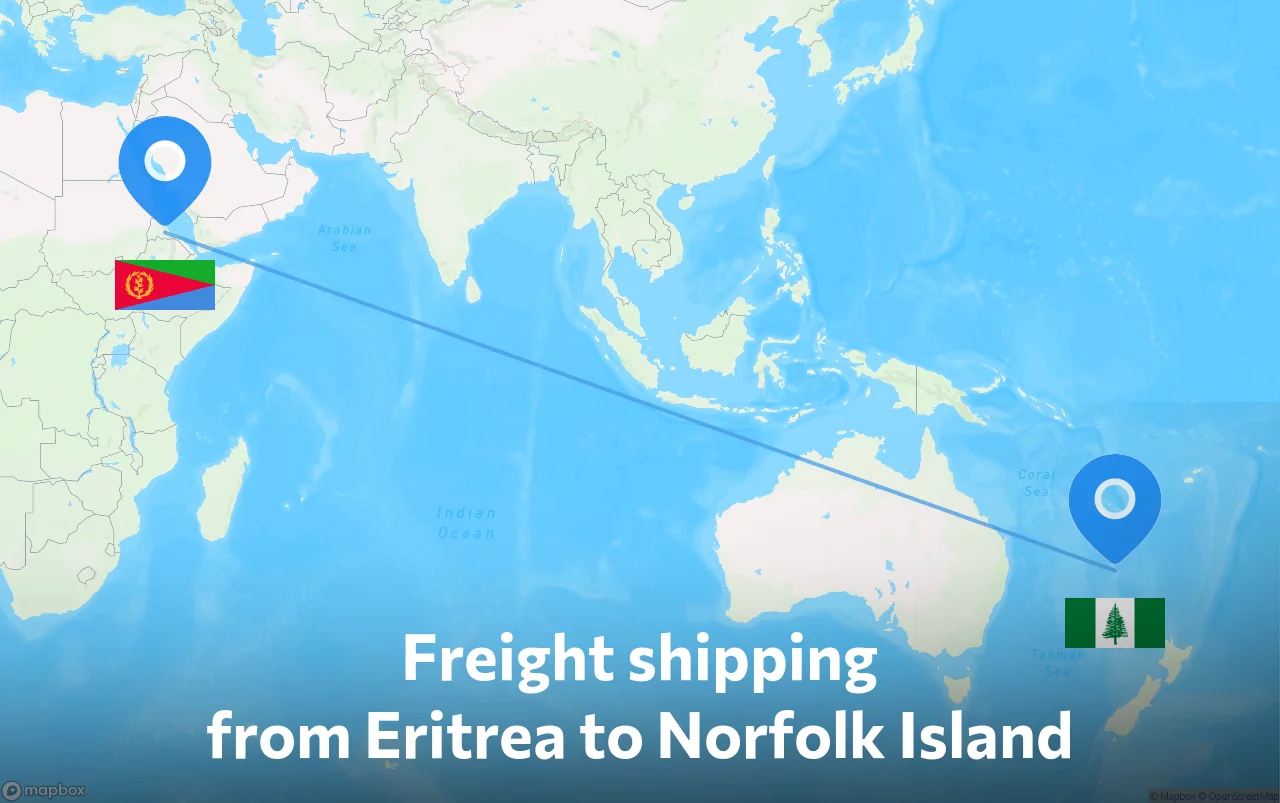 Shipping route from Eritrea to Norfolk Island