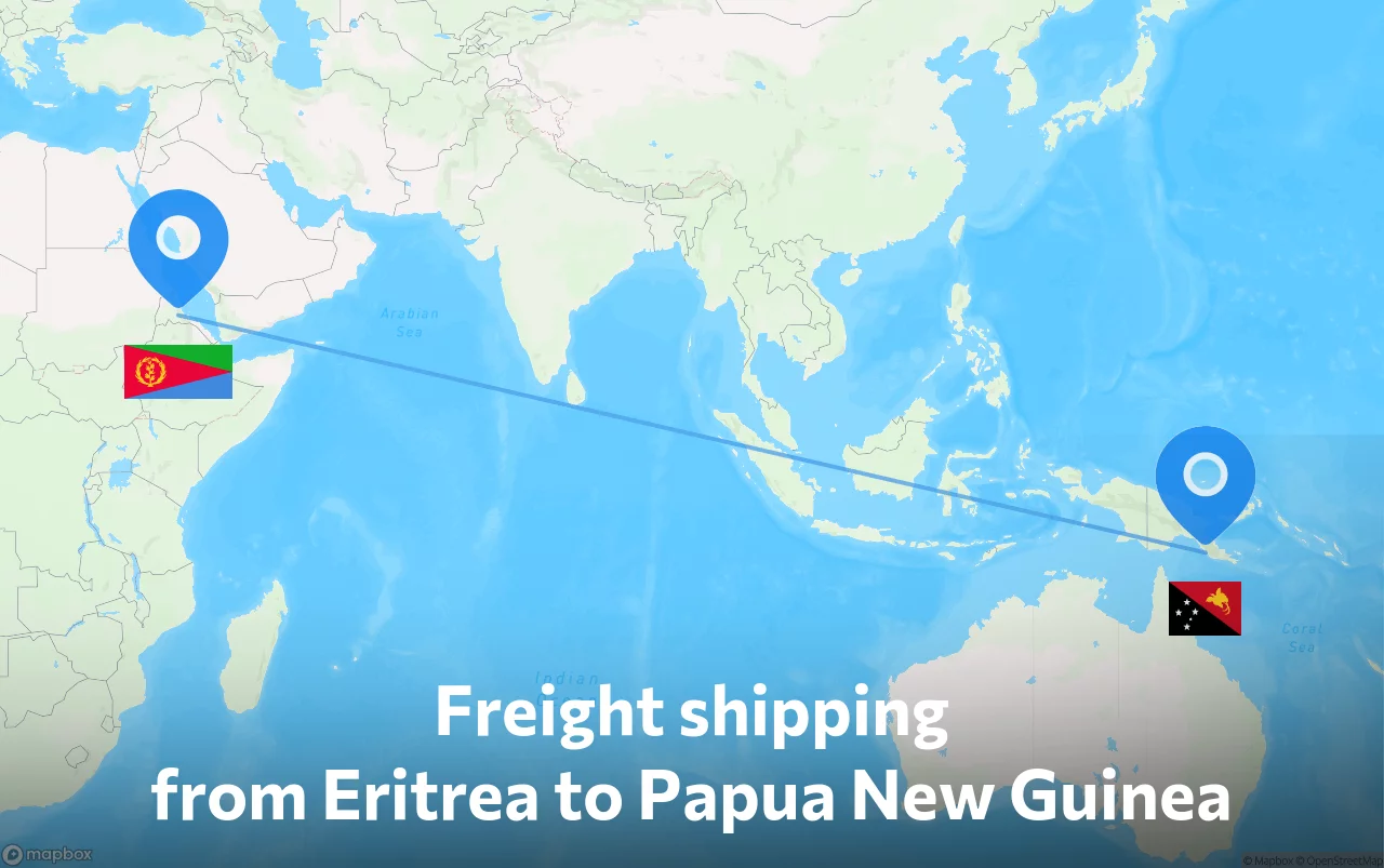 Shipping route from Eritrea to Papua New Guinea