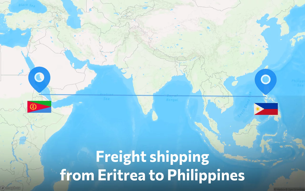 Shipping route from Eritrea to Philippines