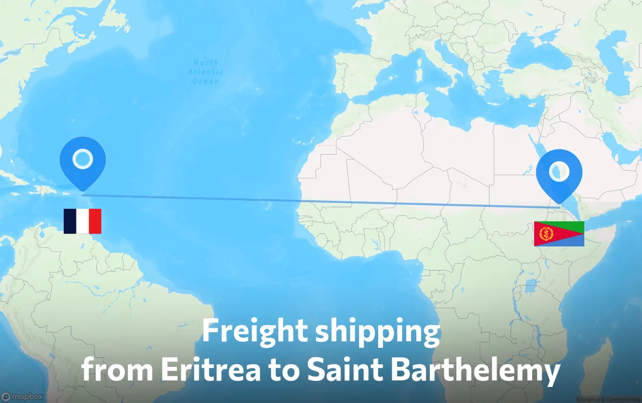 Shipping route from Eritrea to Saint Barthelemy
