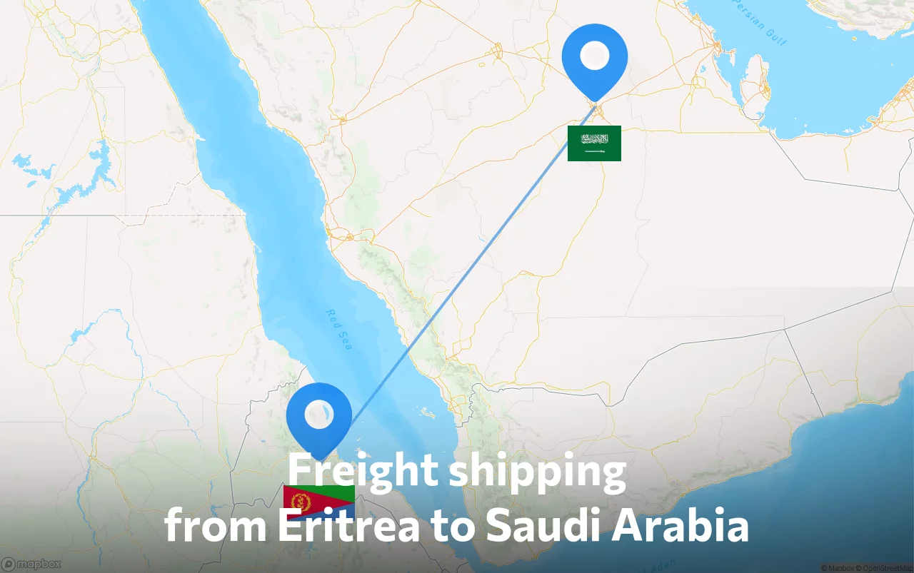 Shipping route from Eritrea to Saudi Arabia