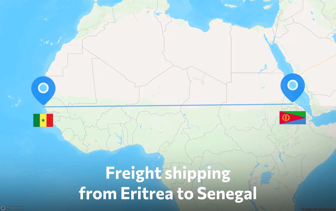 Shipping route from Eritrea to Senegal