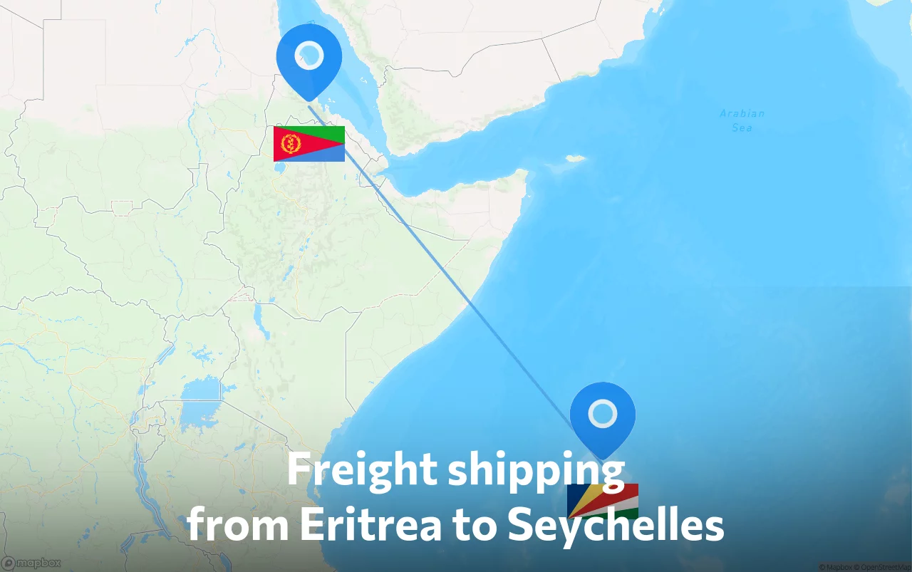 Shipping route from Eritrea to Seychelles