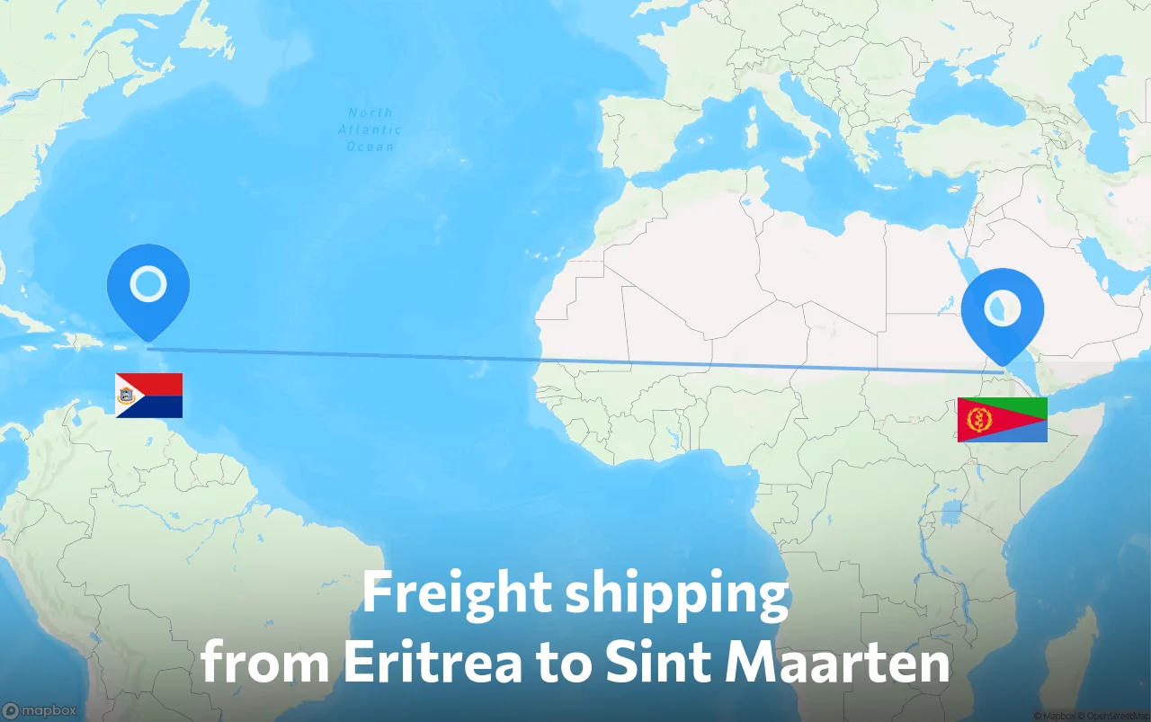 Shipping route from Eritrea to Sint Maarten
