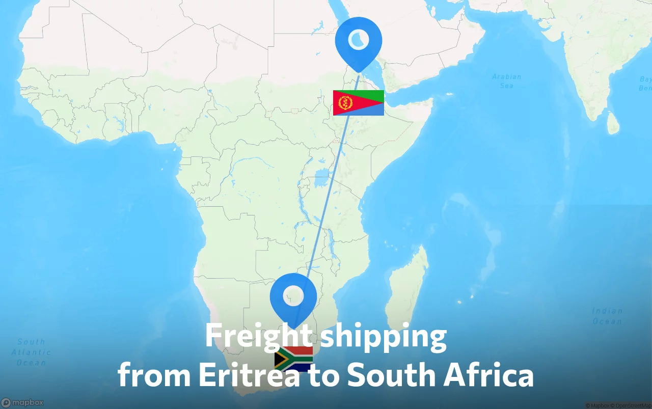 Shipping route from Eritrea to South Africa