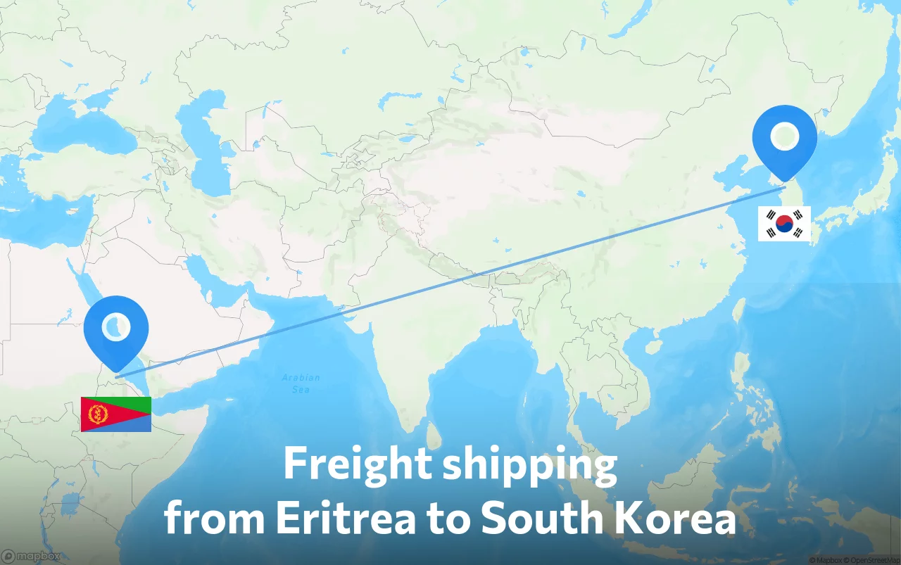 Shipping route from Eritrea to South Korea