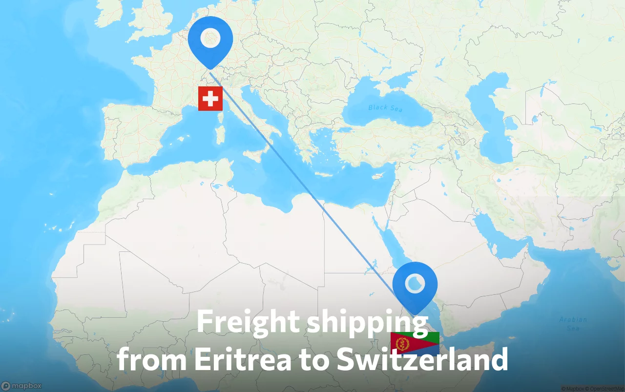 Shipping route from Eritrea to Switzerland
