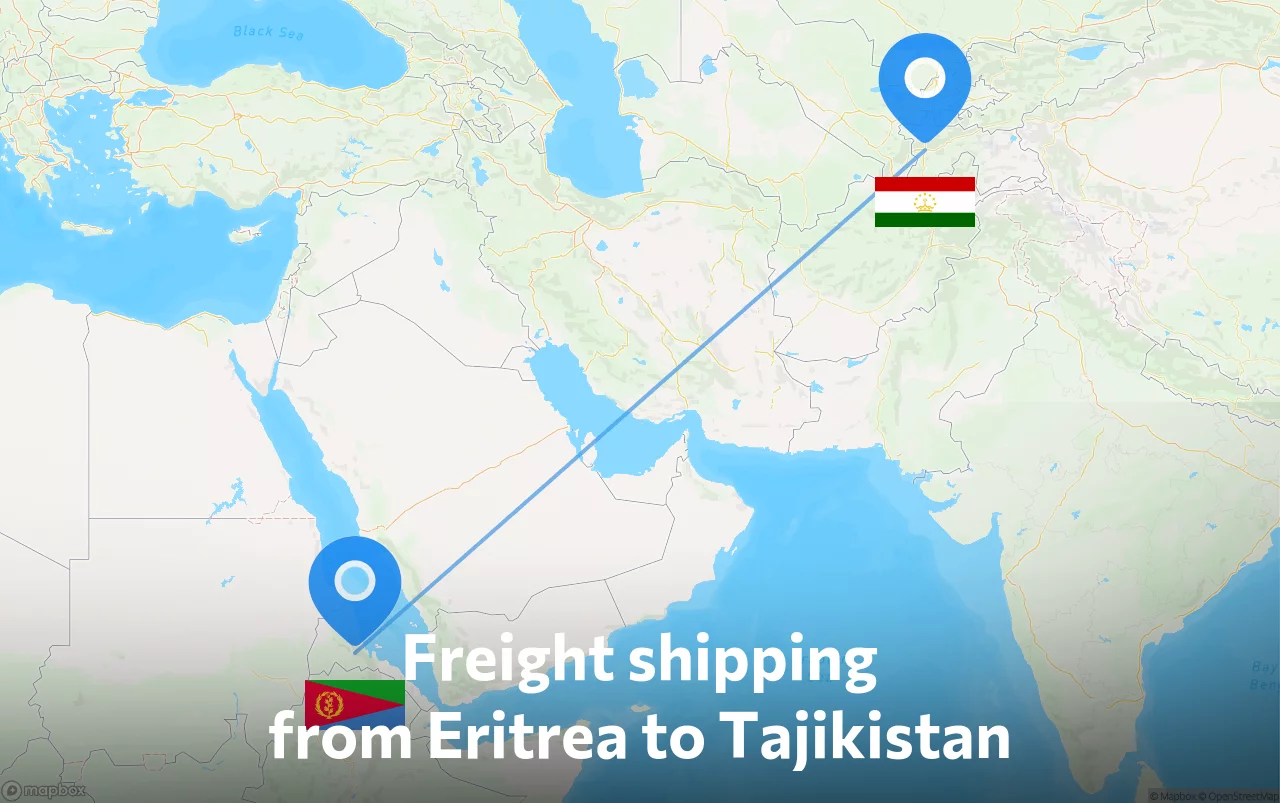 Shipping route from Eritrea to Tajikistan