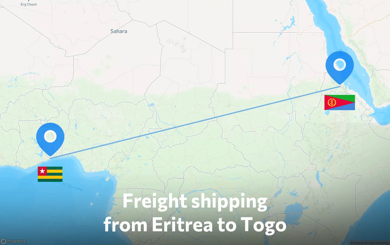 Shipping route from Eritrea to Togo