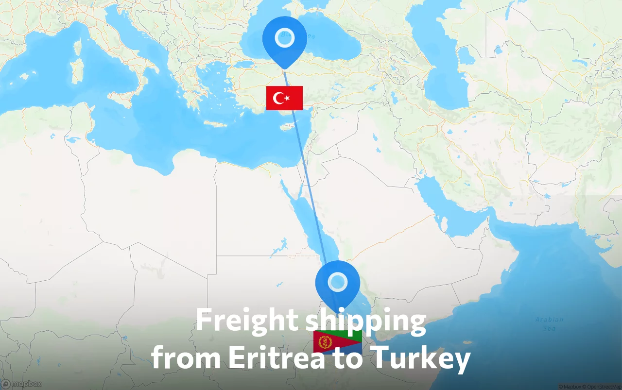 Shipping route from Eritrea to Turkey