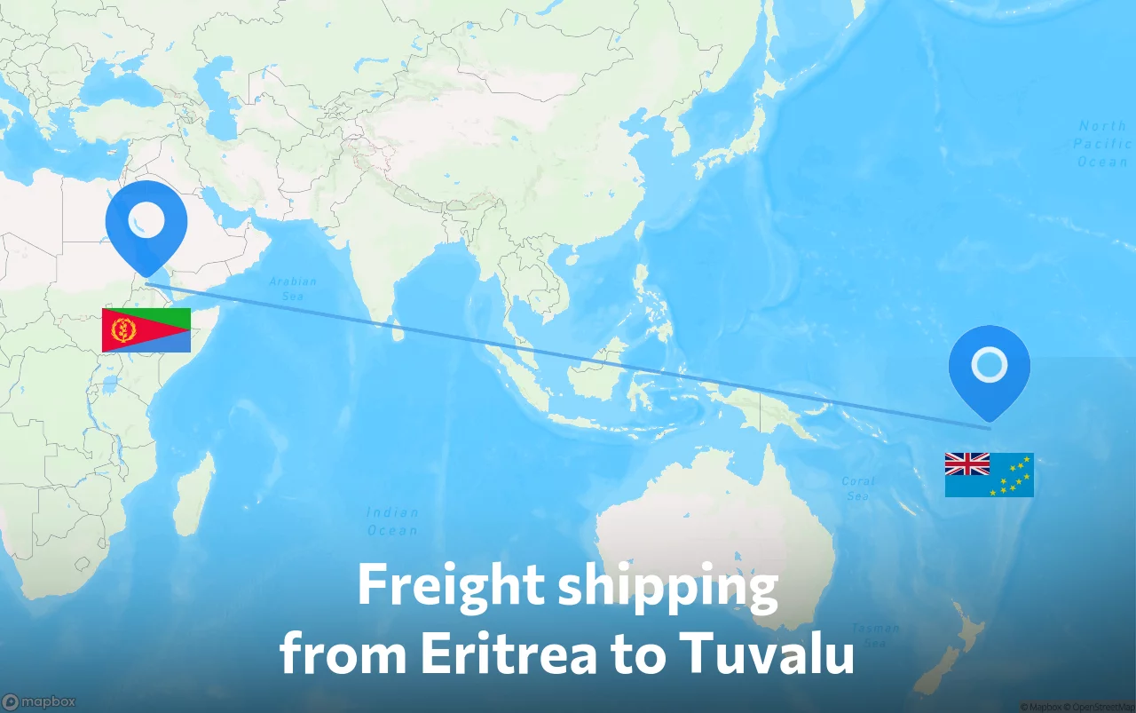 Shipping route from Eritrea to Tuvalu