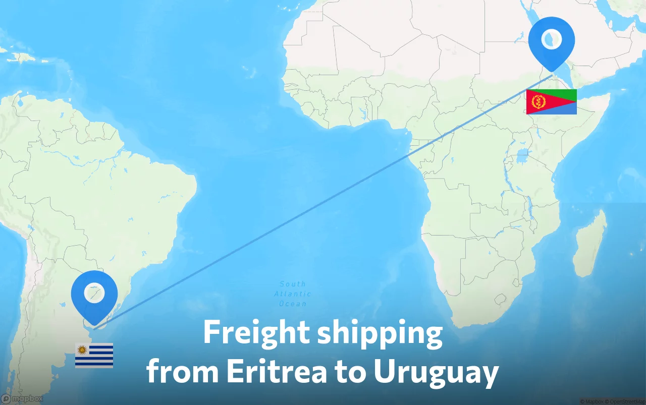 Shipping route from Eritrea to Uruguay