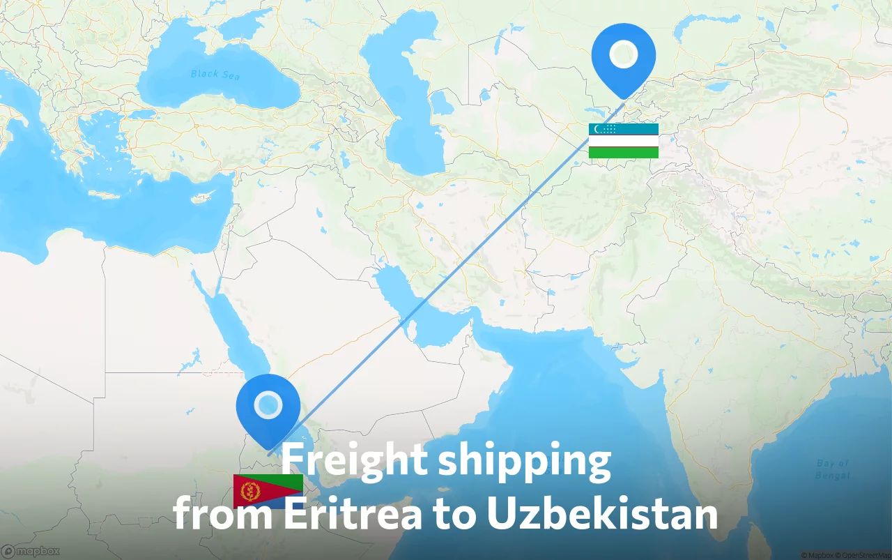 Shipping route from Eritrea to Uzbekistan