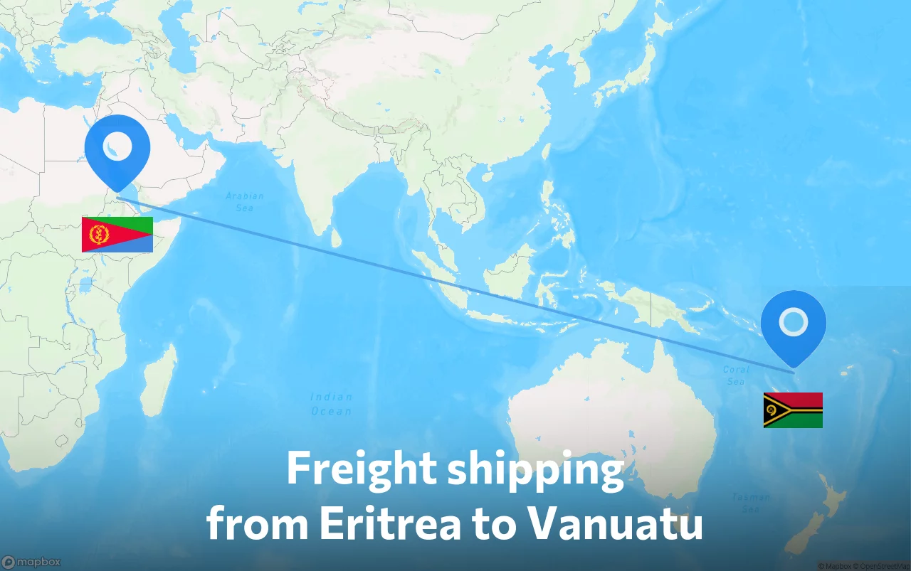 Shipping route from Eritrea to Vanuatu