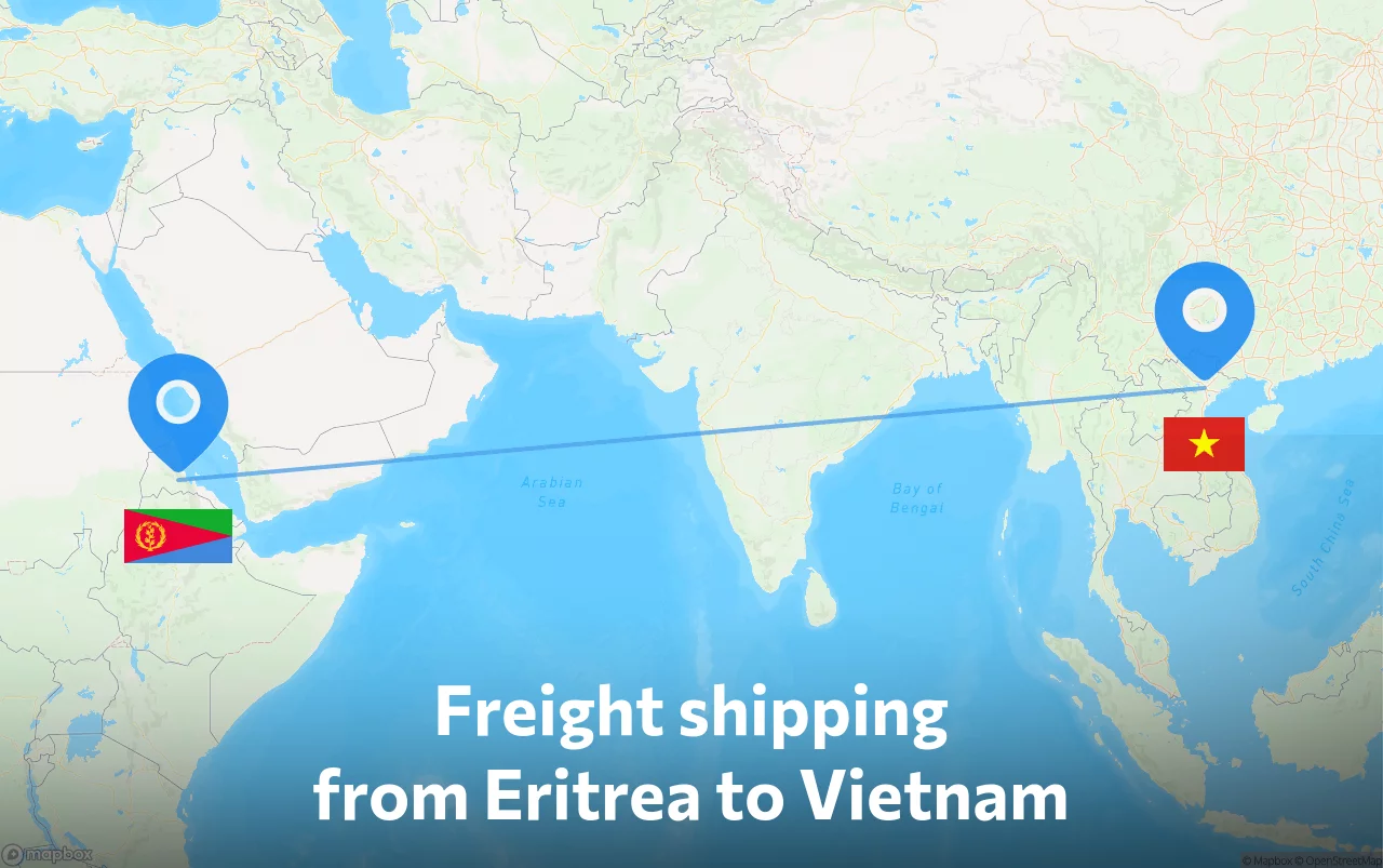 Shipping route from Eritrea to Vietnam