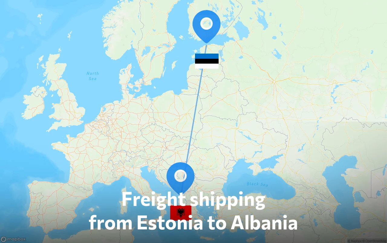 Shipping route from Estonia to Albania
