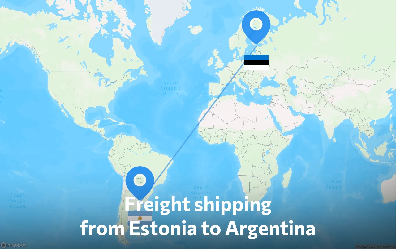 Shipping route from Estonia to Argentina