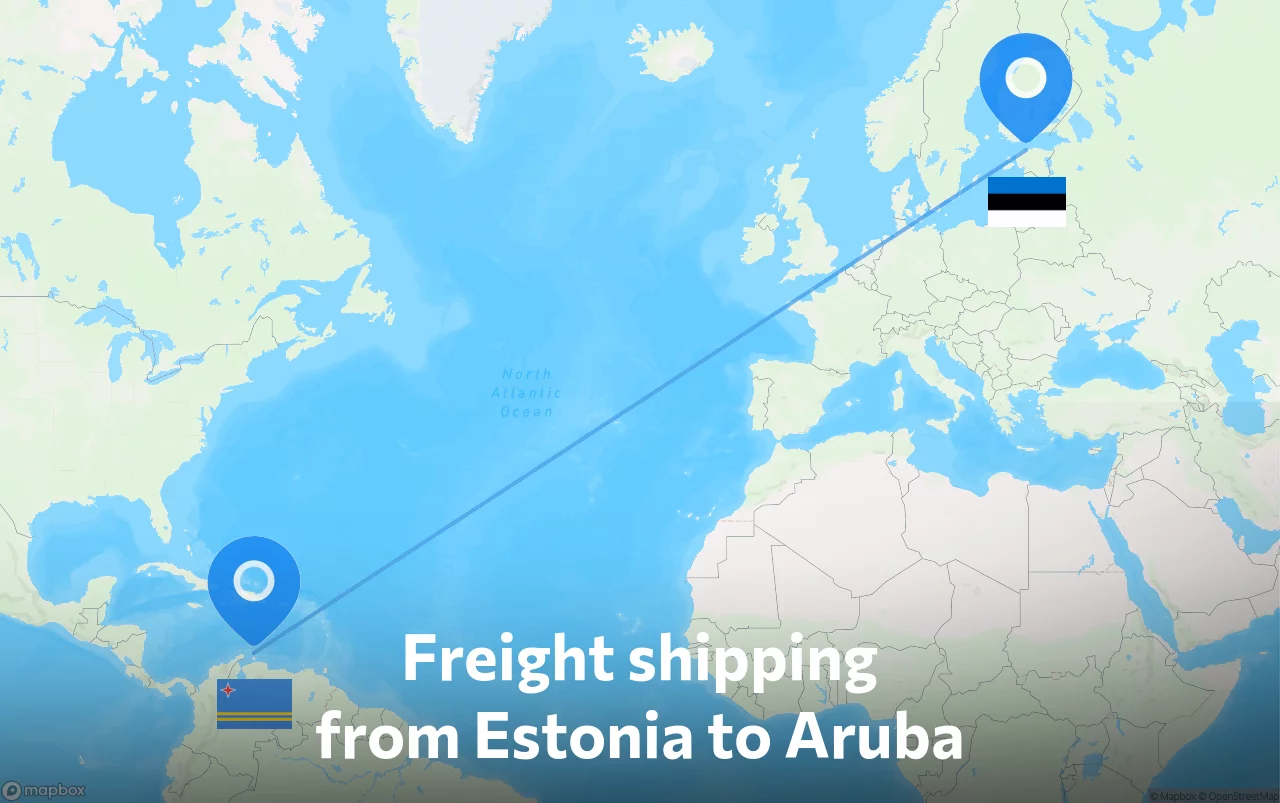 Shipping route from Estonia to Aruba