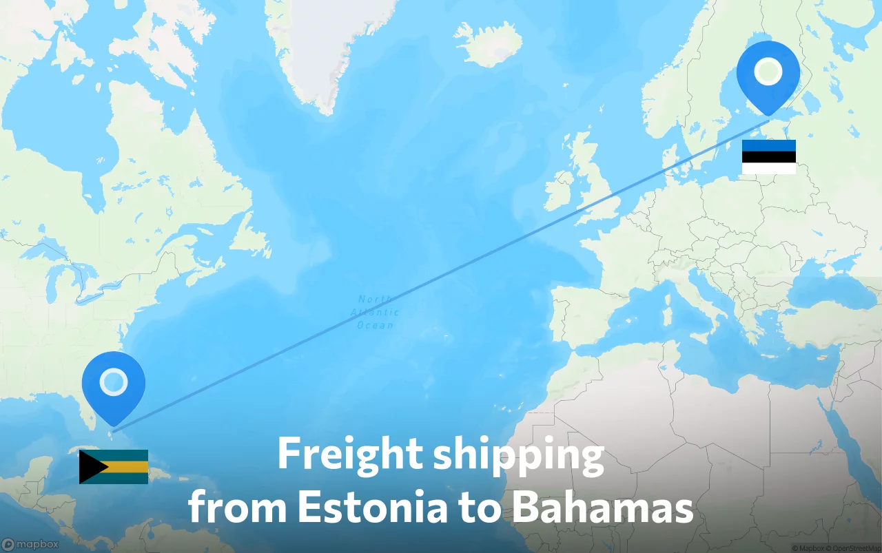 Shipping route from Estonia to Bahamas