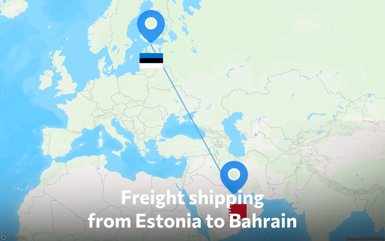 Shipping route from Estonia to Bahrain