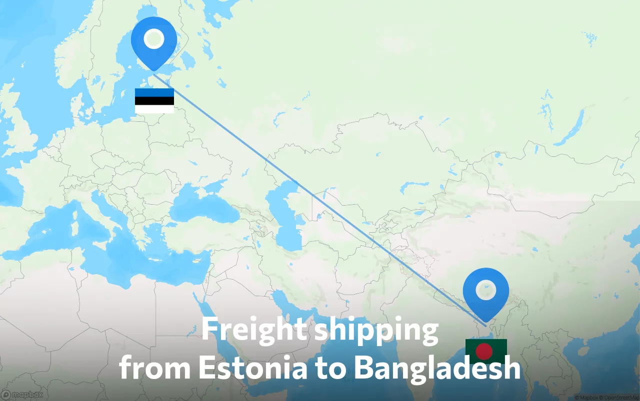 Shipping route from Estonia to Bangladesh