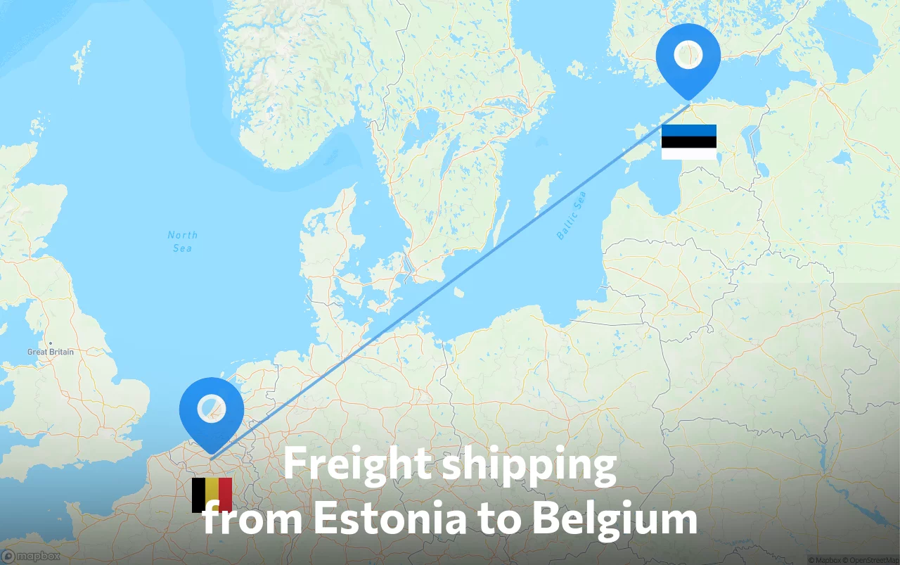 Shipping route from Estonia to Belgium