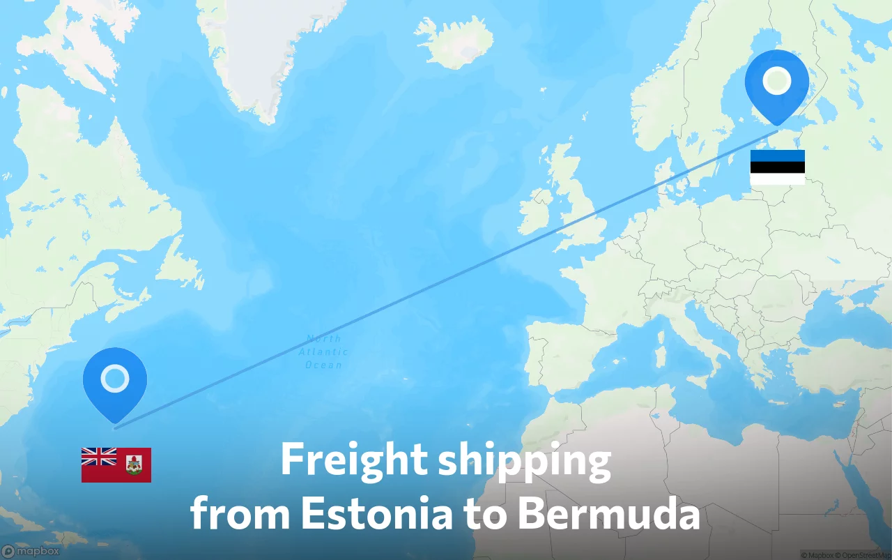 Shipping route from Estonia to Bermuda