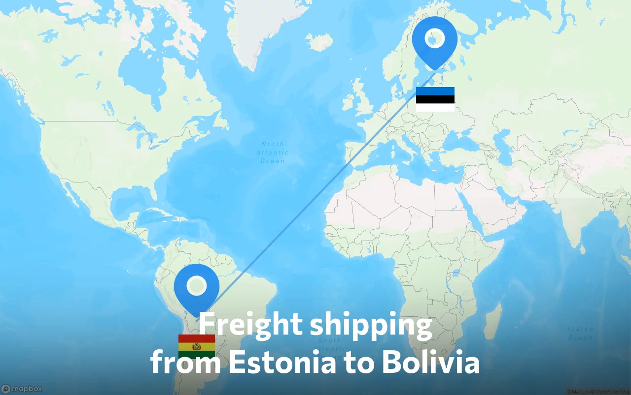 Shipping route from Estonia to Bolivia
