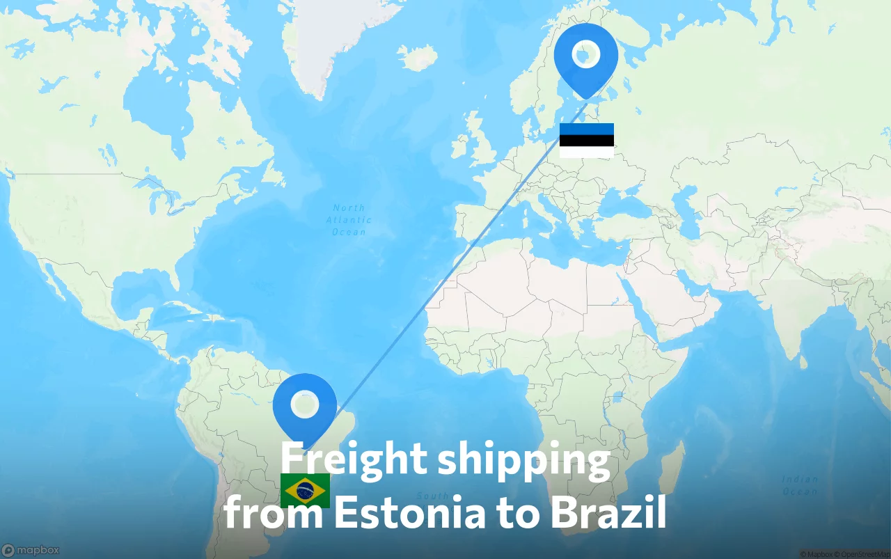 Shipping route from Estonia to Brazil