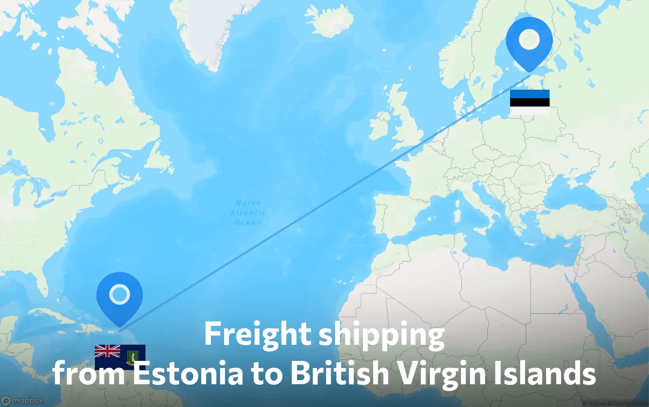 Shipping route from Estonia to British Virgin Islands