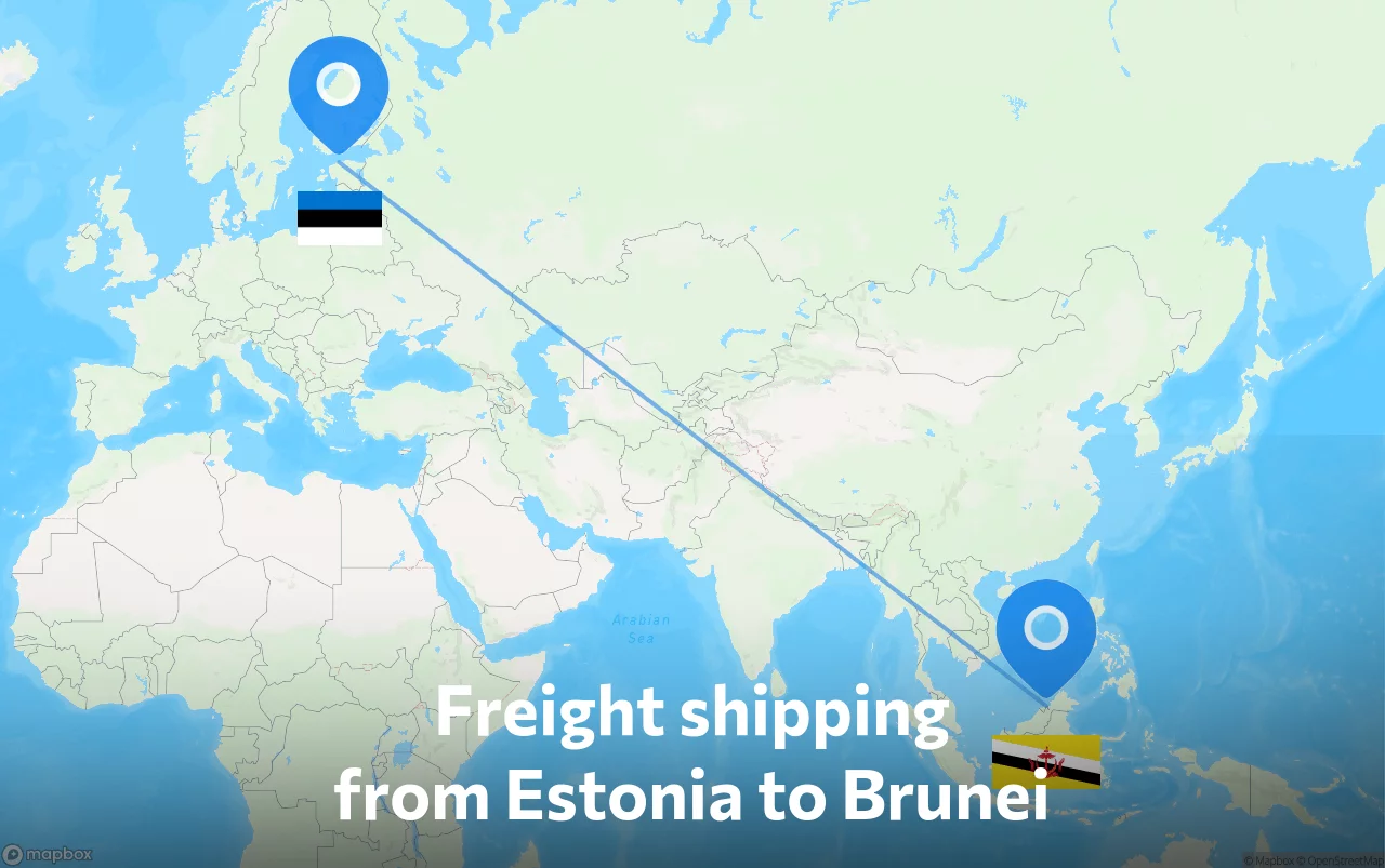 Shipping route from Estonia to Brunei