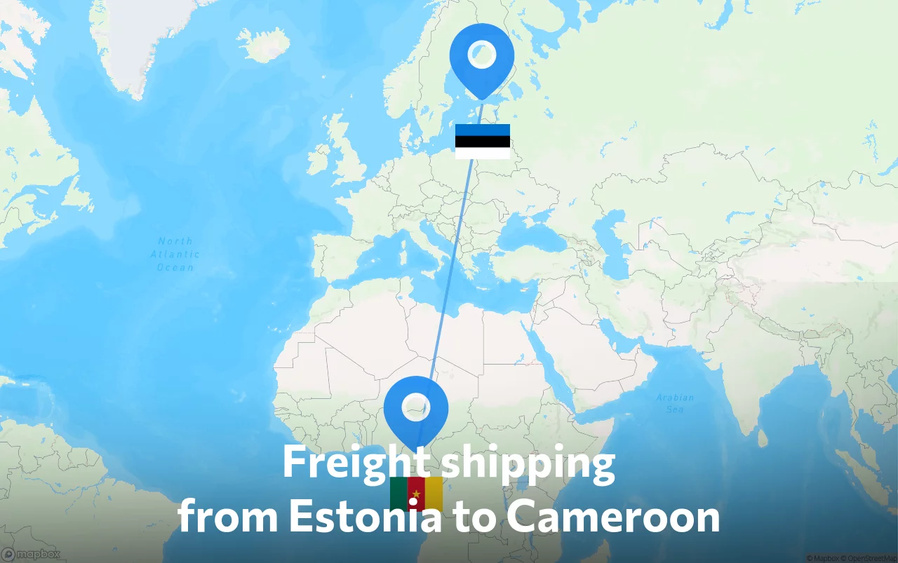 Shipping route from Estonia to Cameroon