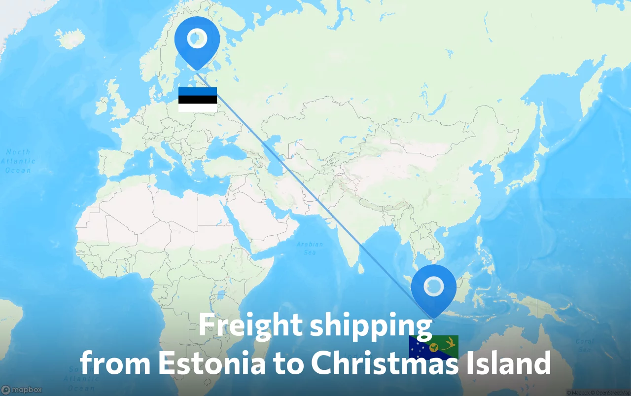 Shipping route from Estonia to Christmas Island