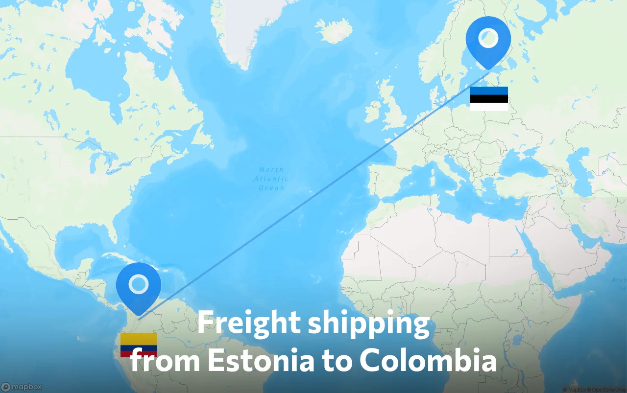 Shipping route from Estonia to Colombia