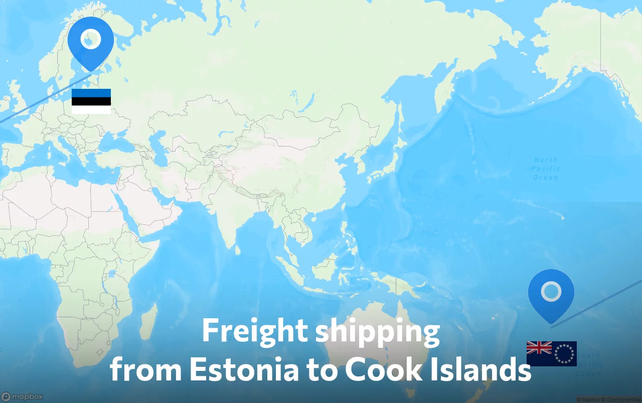 Shipping route from Estonia to Cook Islands