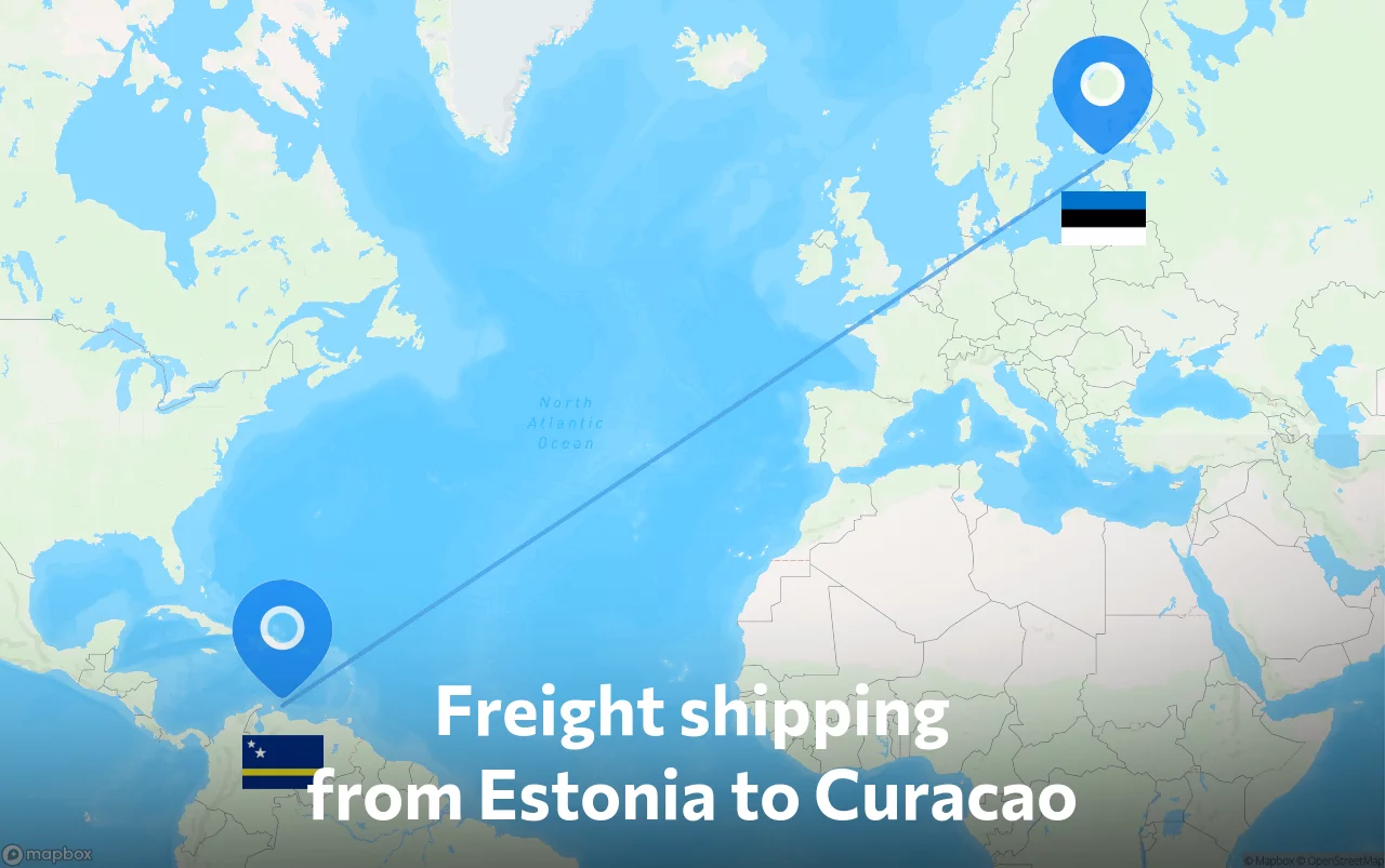 Shipping route from Estonia to Curacao