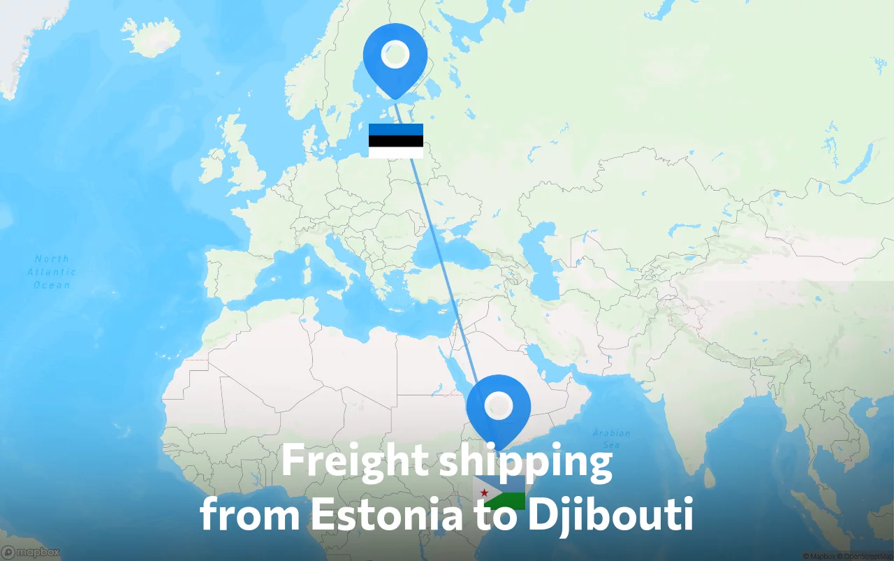 Shipping route from Estonia to Djibouti