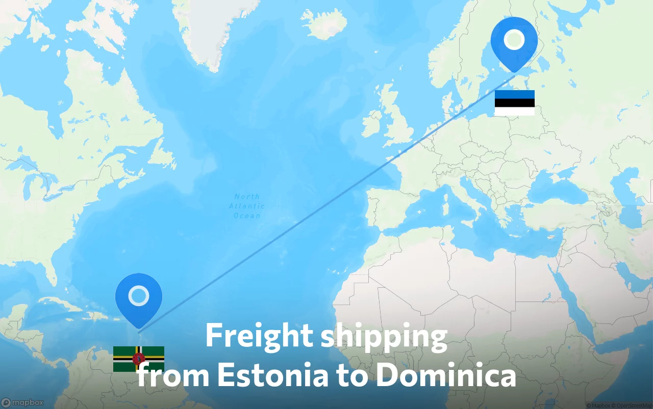 Shipping route from Estonia to Dominica