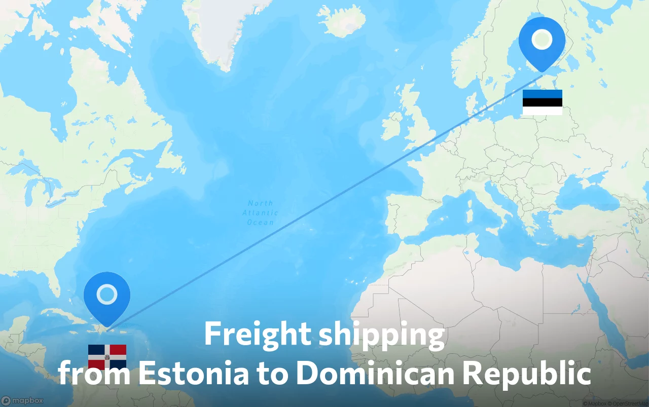 Shipping route from Estonia to Dominican Republic