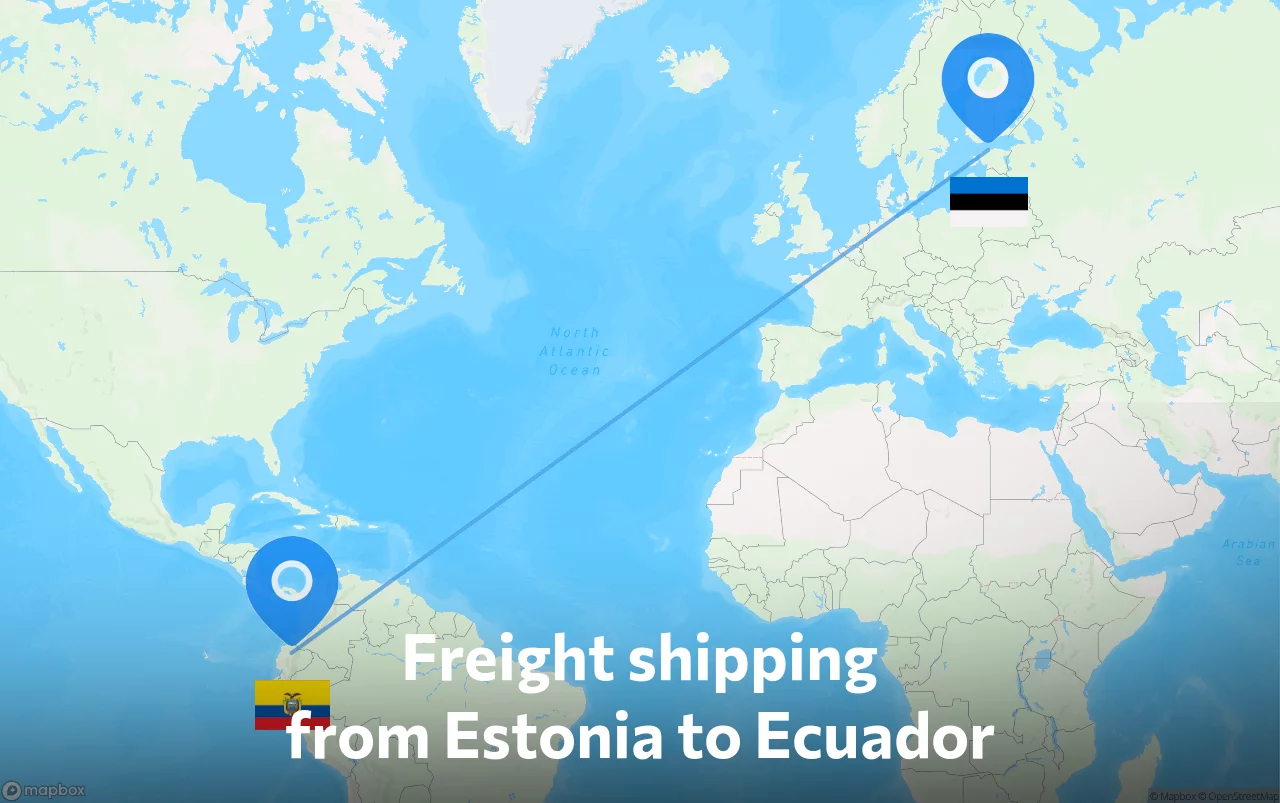 Shipping route from Estonia to Ecuador