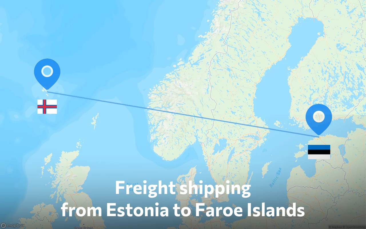 Shipping route from Estonia to Faroe Islands