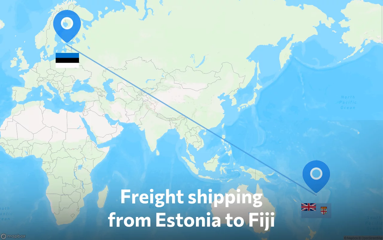 Shipping route from Estonia to Fiji