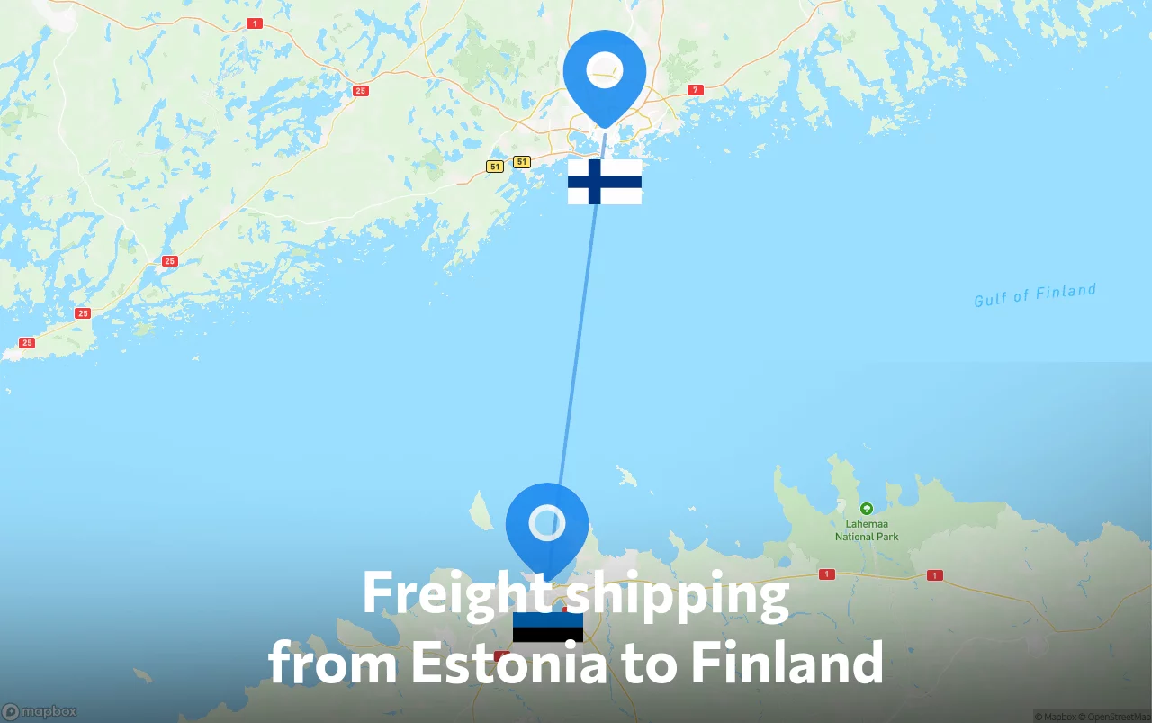 Shipping route from Estonia to Finland