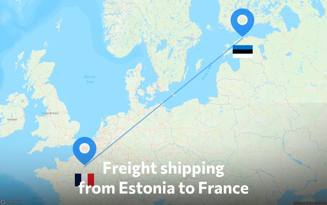 Shipping route from Estonia to France
